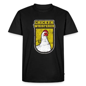 Poules chuchotant drôle poule coq - T-shirt Premium bio Homme - noir - Devant - Nico (187cm)
