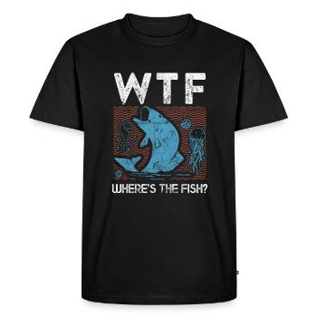 where is the fish - Men's Premium Organic T-Shirt - black - Front - Nico (187cm)