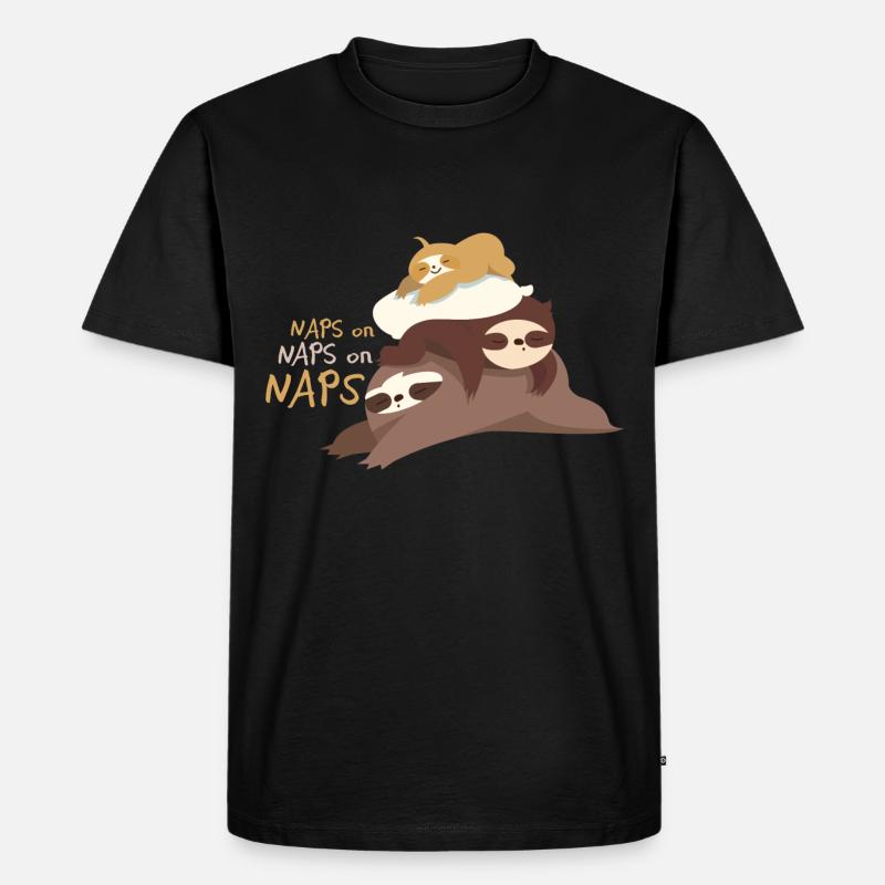 faultier schlafen naps - Männer Premium Bio T-Shirt - Schwarz