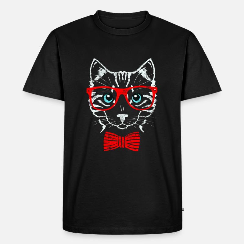 Katze Brille - Männer Premium Bio T-Shirt - Schwarz