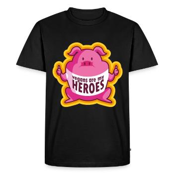 pig vegan - Men's Premium Organic T-Shirt - black - Front - Nico (187cm)