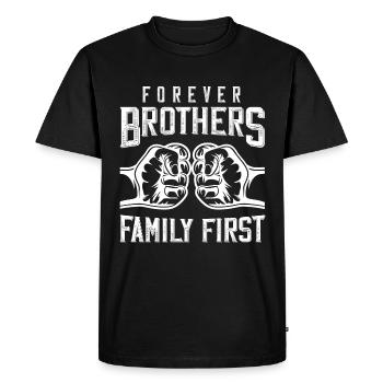 frères, toujours, famille, poing, dire - T-shirt Premium bio Homme - noir - Devant - Nico (187cm)