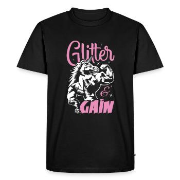 unicorn fitness glitter muscles - Men's Premium Organic T-Shirt - black - Front - Nico (187cm)