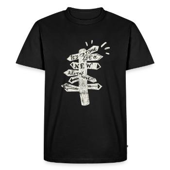 travel claim travel - Men's Premium Organic T-Shirt - black - Front - Nico (187cm)