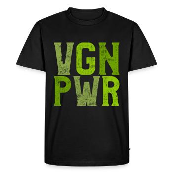 Vegan force saying - Men's Premium Organic T-Shirt - black - Front - Nico (187cm)
