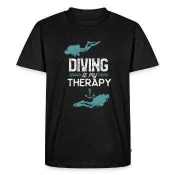 Diving saying therapy - Men's Premium Organic T-Shirt - black - Front - Nico (187cm)