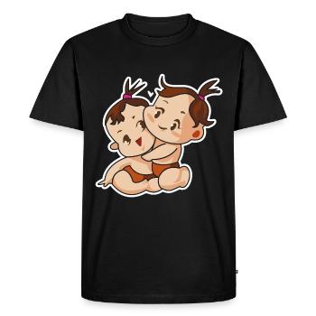 bébé comique jumeaux - T-shirt Premium bio Homme - noir - Devant - Nico (187cm)