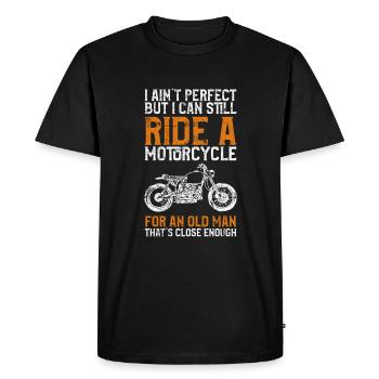 Moto disant vieux motard - T-shirt Premium bio Homme - noir - Devant - Nico (187cm)