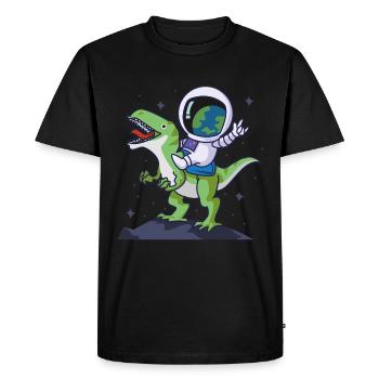 dinosaure astronaute - T-shirt Premium bio Homme - noir - Devant - Nico (187cm)