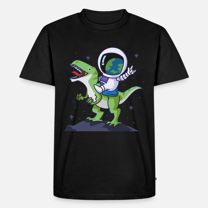 astronaut dinosaurier - Männer Premium Bio T-Shirt - Schwarz