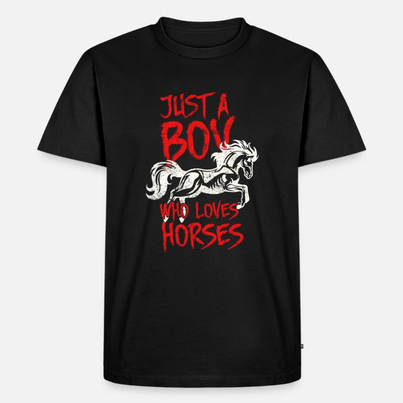 ich liebe pferde junge - Männer Premium Bio T-Shirt - Schwarz