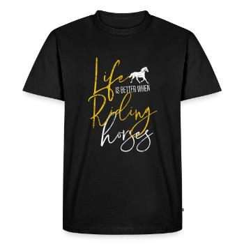 Equitation Cavalier Equestre Sport Vie - T-shirt Premium bio Homme - noir - Devant - Nico (187cm)