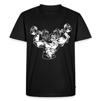 Gorille workout beast gym - T-shirt Premium bio Homme - noir - Devant - Nico (187cm)