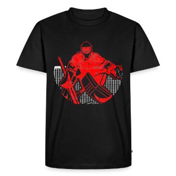 Silhouette de gardien de but de hockey - T-shirt Premium bio Homme - noir - Devant - Nico (187cm)