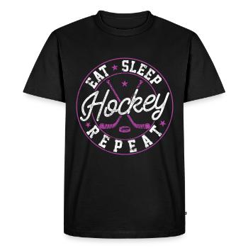 Hockey Nourriture Dormir Hockey Sur Glace Dire - T-shirt Premium bio Homme - noir - Devant - Nico (187cm)
