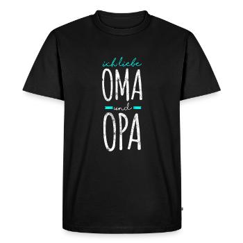 J'aime grand-mère et grand-père - T-shirt Premium bio Homme - noir - Devant - Nico (187cm)