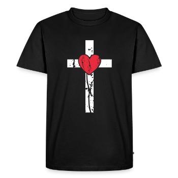 croix symbole coeur - T-shirt Premium bio Homme - noir - Devant - Nico (187cm)