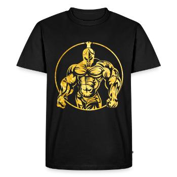 logo or spartiate - T-shirt Premium bio Homme - noir - Devant - Nico (187cm)