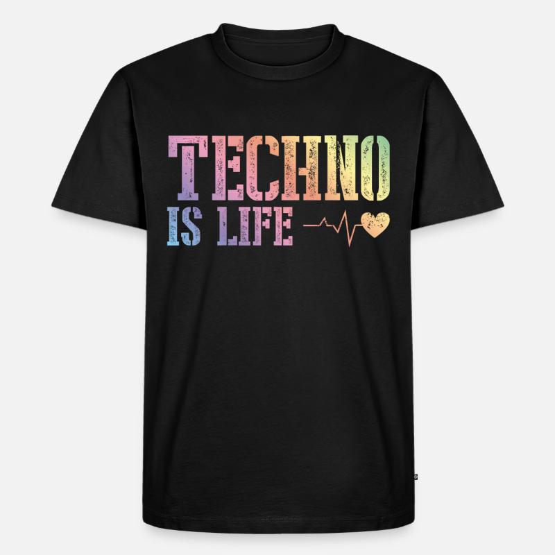 techno ist leben - Männer Premium Bio T-Shirt - Schwarz
