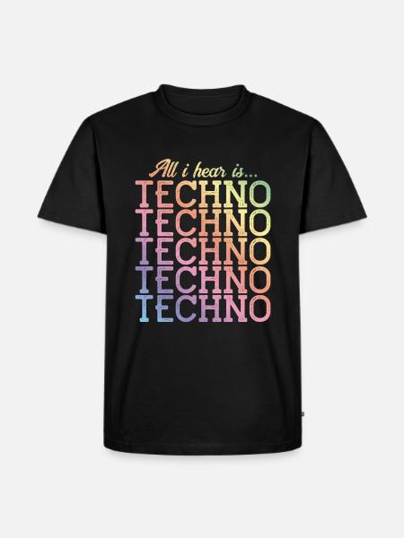 techno hear music bunt - Männer Premium Bio T-Shirt - Schwarz