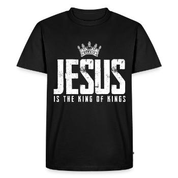 Jésus Christ est roi - T-shirt Premium bio Homme - noir - Devant - Nico (187cm)