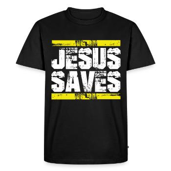 Jésus sauve sauve - T-shirt Premium bio Homme - noir - Devant - Nico (187cm)