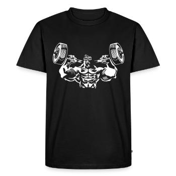 haltères gorille - T-shirt Premium bio Homme - noir - Devant - Nico (187cm)
