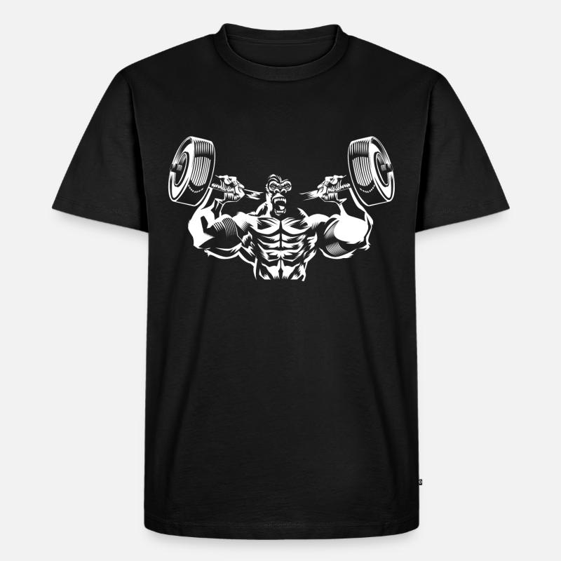 gorilla hanteln - Männer Premium Bio T-Shirt - Schwarz