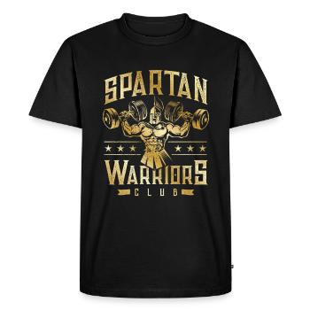 club de guerriers spartans haltères or - T-shirt Premium bio Homme - noir - Devant - Nico (187cm)