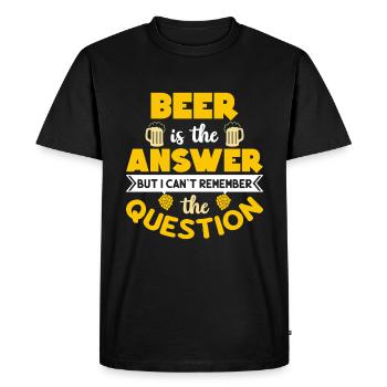 La biere est la reponse - T-shirt Premium bio Homme - noir - Devant - Nico (187cm)