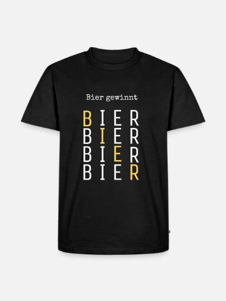 Bier gewinnt! - Männer Premium Bio T-Shirt - Schwarz