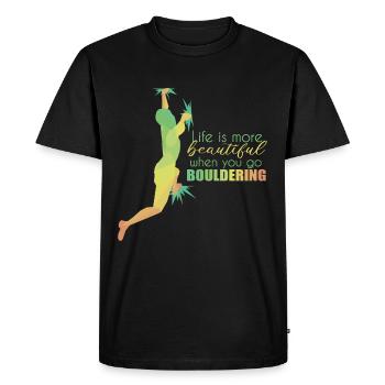 Bouldern - T-shirt Premium bio Homme - noir - Devant - Nico (187cm)