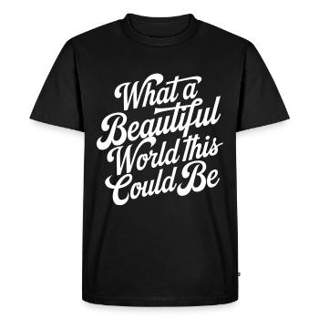 Quel beau monde cela pourrait être - T-shirt Premium bio Homme - noir - Devant - Nico (187cm)