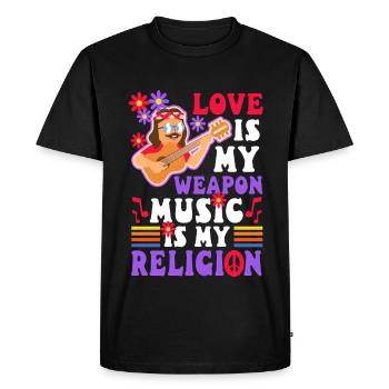 L’amour est mon arme, la musique est ma religion. - T-shirt Premium bio Homme - noir - Devant - Nico (187cm)