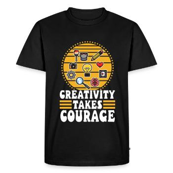 Creativity Takes Courage - Men's Premium Organic T-Shirt - black - Front - Nico (187cm)