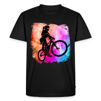 Mountainbikerin fille couleurs cool vélo VTT - T-shirt Premium bio Homme - noir - Devant - Nico (187cm)