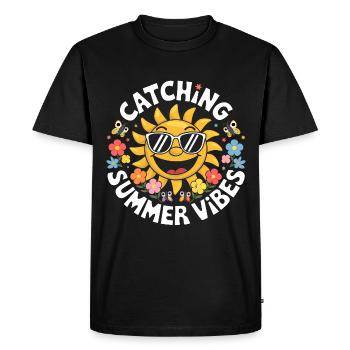 Moments d’été ensoleillés Vibrations Soleil d’été - T-shirt Premium bio Homme - noir - Devant - Nico (187cm)