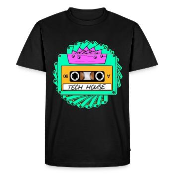 TECH HOUSE MUSIC CASSETTE - Men's Premium Organic T-Shirt - black - Front - Nico (187cm)