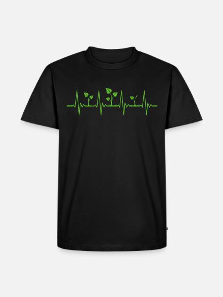 Plants Vegan Vegetarian Heartbeat - Men's Premium Organic T-Shirt - black
