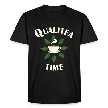 Quality time tea relaxation - Men's Premium Organic T-Shirt - black - Front - Nico (187cm)
