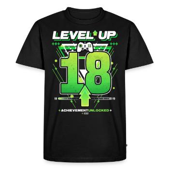 Niveau supérieur - 18 - Succès de jeu d’anniversaire - T-shirt Premium bio Homme - noir - Devant - Nico (187cm)