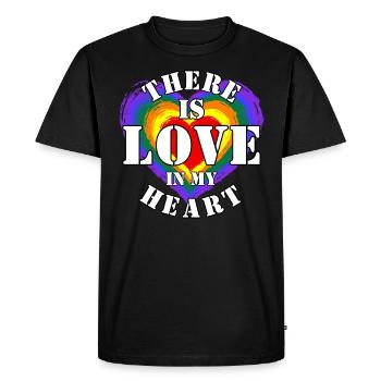 L’amour dans le cœur aux couleurs de l’arc-en-ciel. - T-shirt Premium bio Homme - noir - Devant - Nico (187cm)