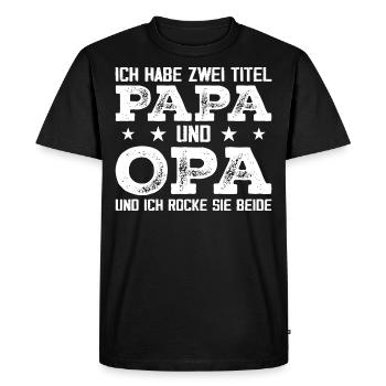 J’ai deux titres : Papa et Grand-père - T-shirt Premium bio Homme - noir - Devant - Nico (187cm)