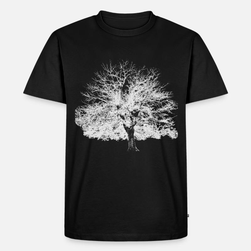 Winterbaum weiss - Männer Premium Bio T-Shirt - Schwarz