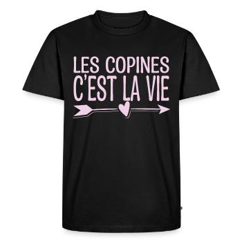 Les copines c'est la vie. Cadeau copine. - T-shirt Premium bio Homme - noir - Devant - Nico (187cm)
