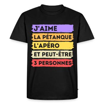 Pétanque et apéro humour phrase drôle cadeau - T-shirt Premium bio Homme - noir - Devant - Nico (187cm)