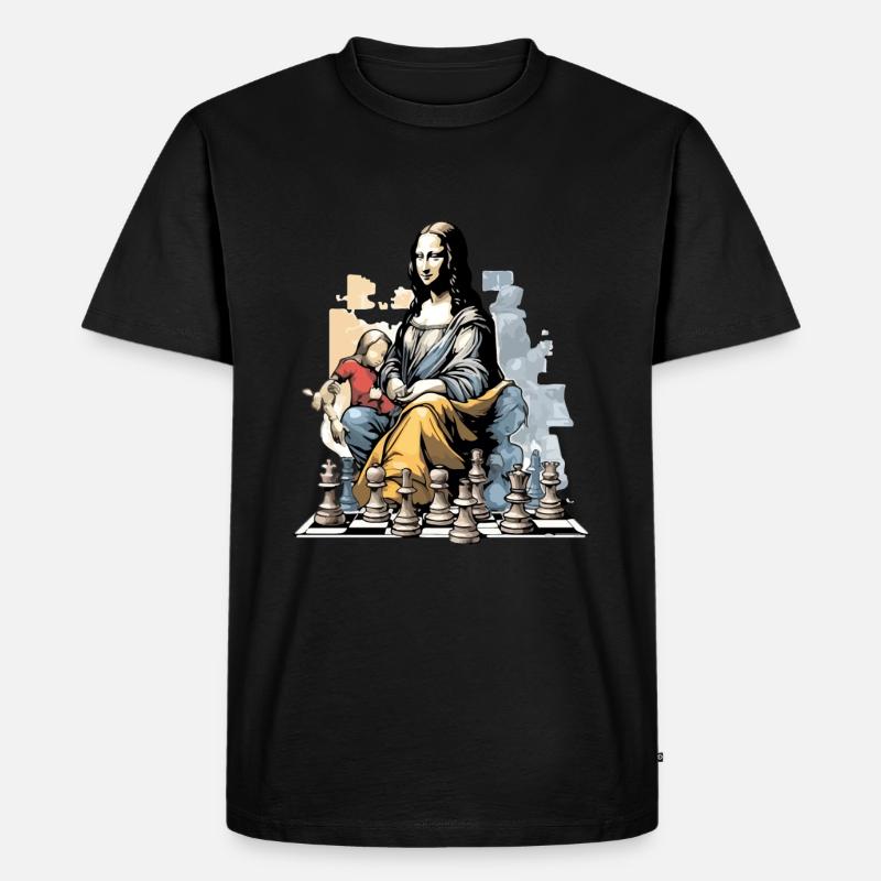 Mona im Schachklub - Männer Premium Bio T-Shirt - Schwarz