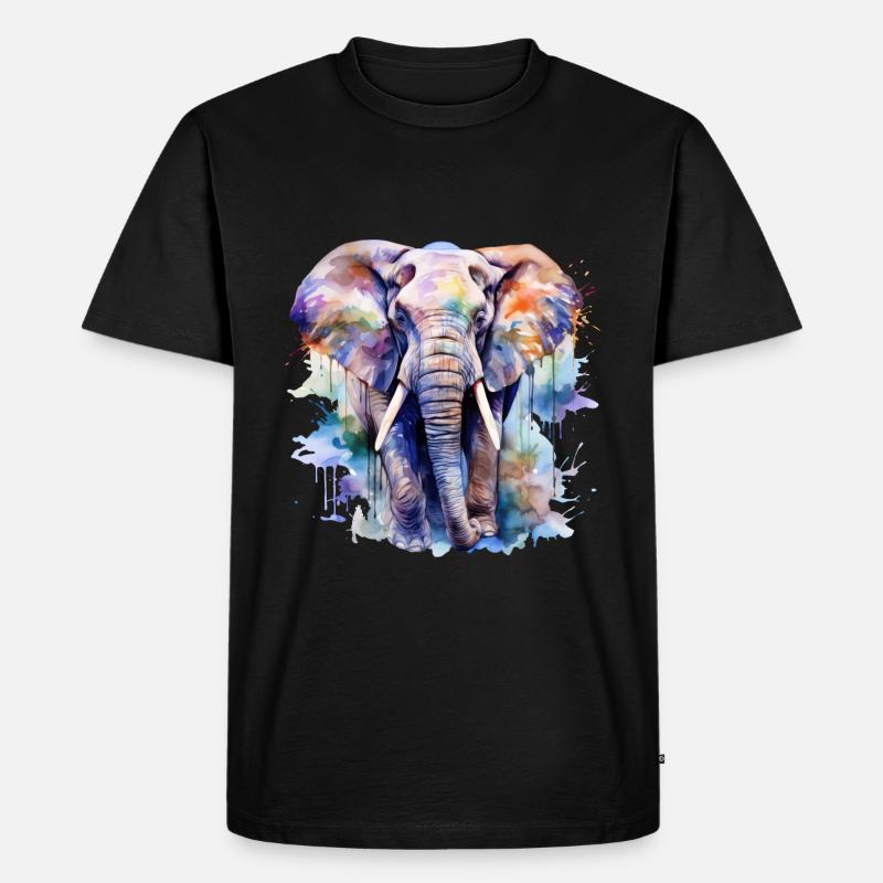 elefant, wasserfarben - Männer Premium Bio T-Shirt - Schwarz