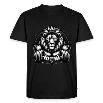 LEO HALTÈRE FITNESS FORCE SPORT MUSCLE VEINE - T-shirt Premium bio Homme - noir - Devant - Nico (187cm)