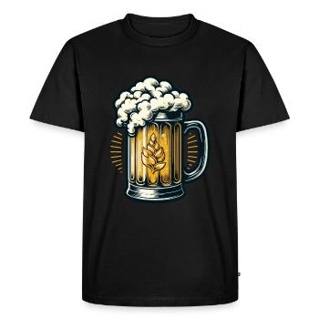 BIÈRE PRESSION, BOISSON, BOISSON, PICHET, MALT, HOUBLON - T-shirt Premium bio Homme - noir - Devant - Nico (187cm)